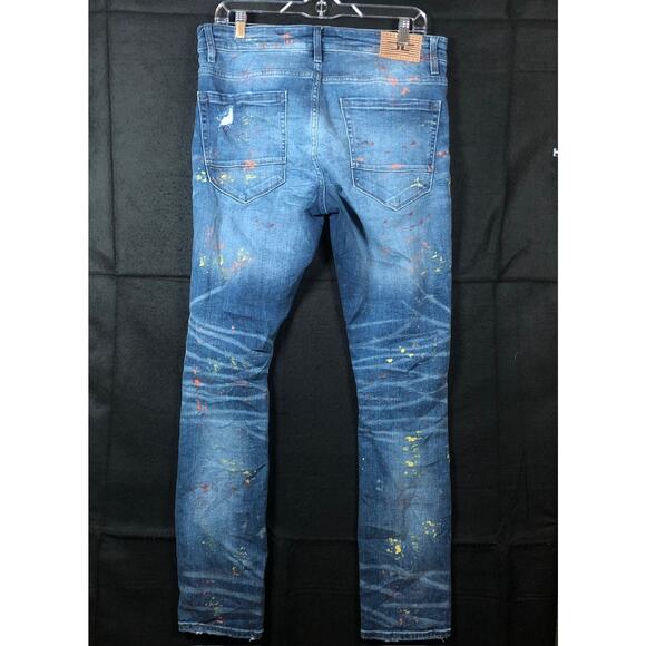 Jordan Craig Mens Jeans Blue Sean Legacy Edition Painted Moto Distressed 32x32 - Picture 11 of 13